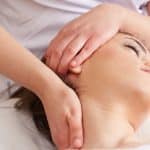 Lymphatic massage photo focusing on the neck