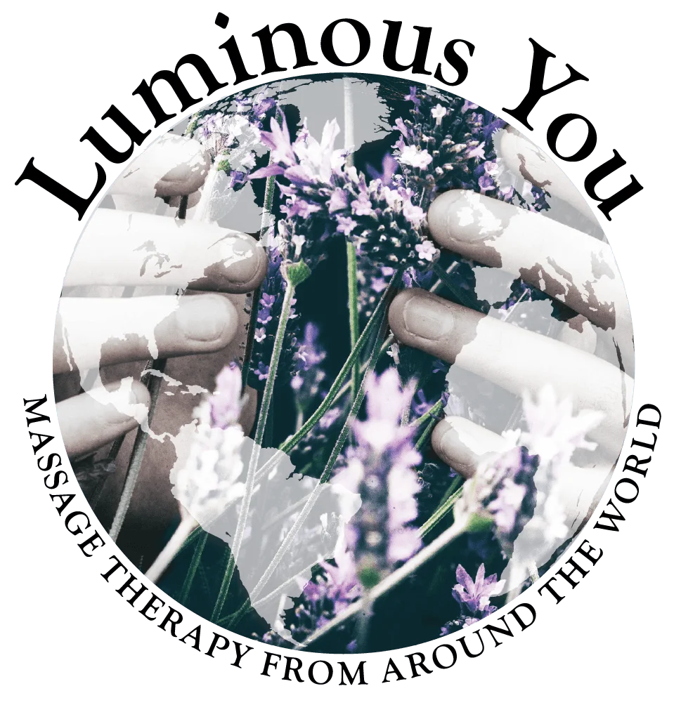 Luminous You Logo showing text that reads massage therapy from around the world